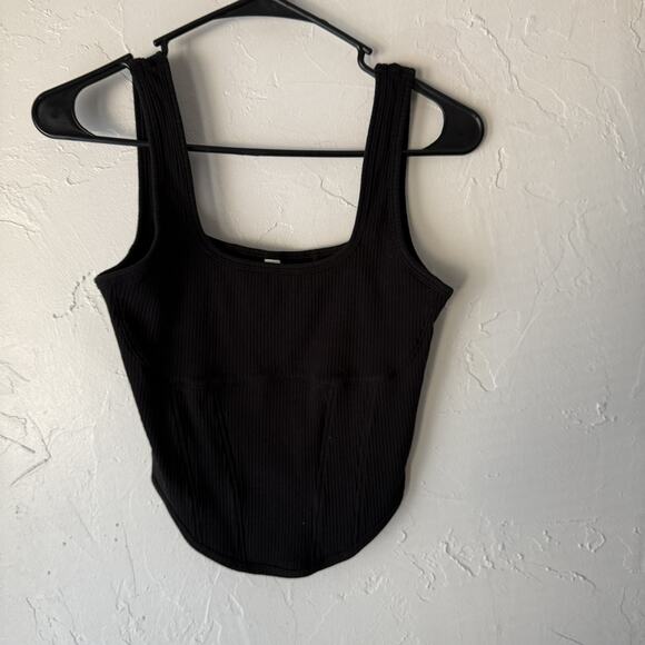 PINK Victorias Secret Tank Top Set Of 2 Large Black Green Ribbed Fitted Y2k Cute - Picture 2 of 10